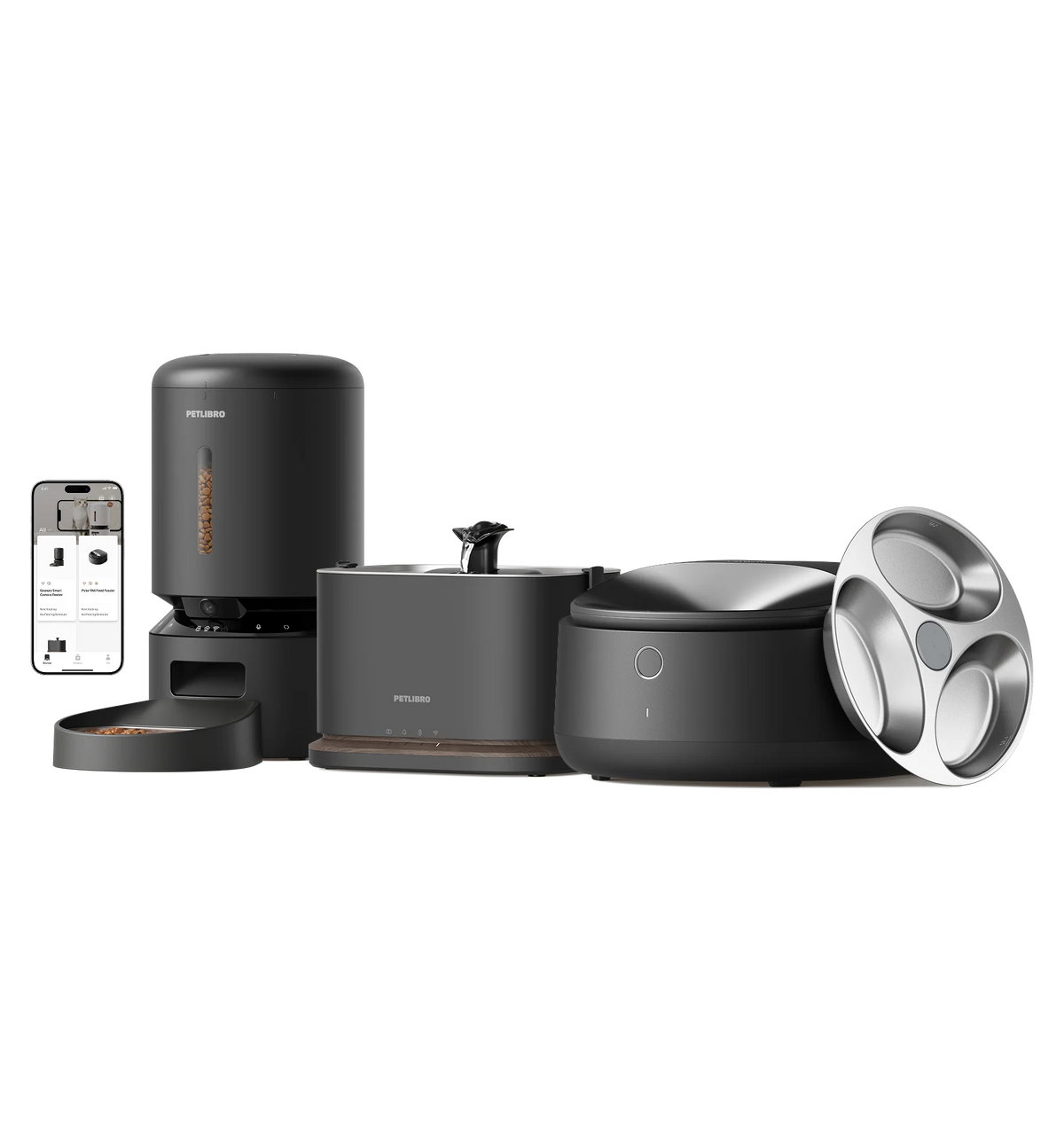 Polar Smart Wet Food Feeder & Granary Smart Camera Feeder & Dockstream 2 Smart Cordless Fountain