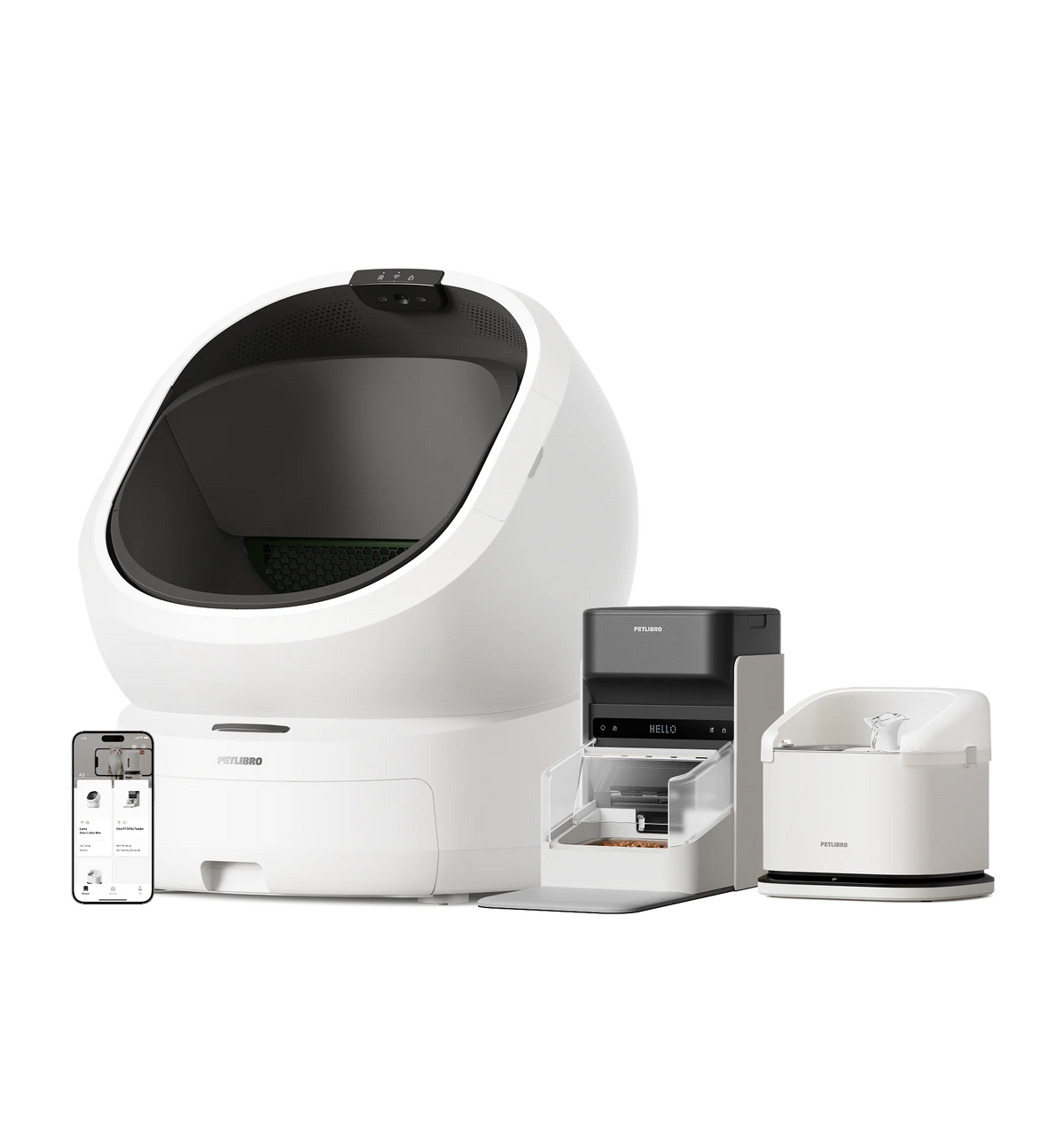 Luma Smart Litter Box & Dockstream RFID Smart Fountain & One RFID Smart Feeder