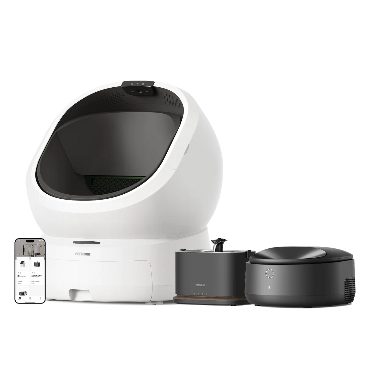 Luma Smart Litter Box & Polar Smart Wet Food Feeder & Dockstream 2 Smart Fountain