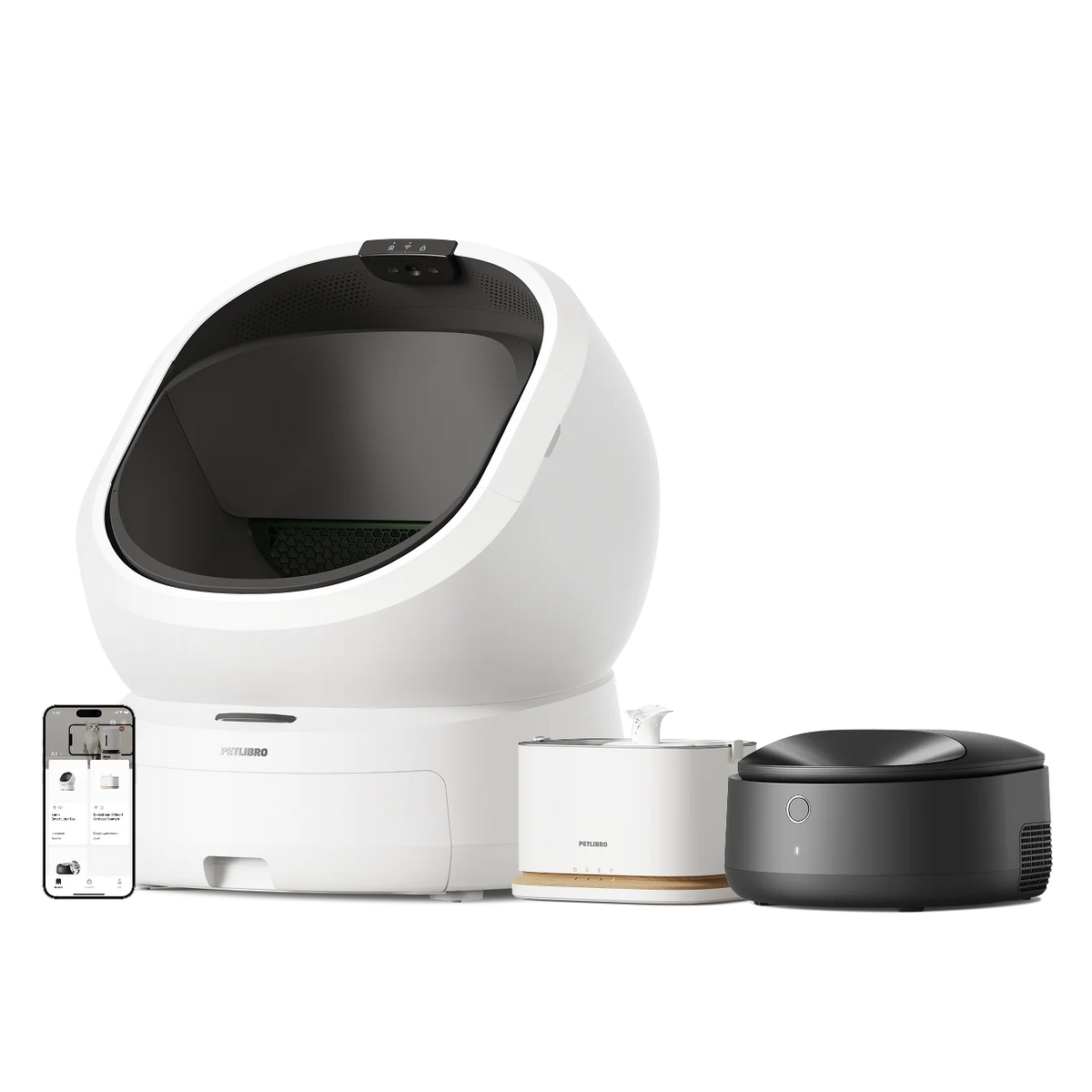Luma Smart Litter Box & Polar Smart Wet Food Feeder & Dockstream 2 Smart Fountain